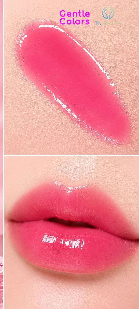 Gentle Colors OOH Oil mini màu 02 Preppy Pink: vệt son và màu trên môi