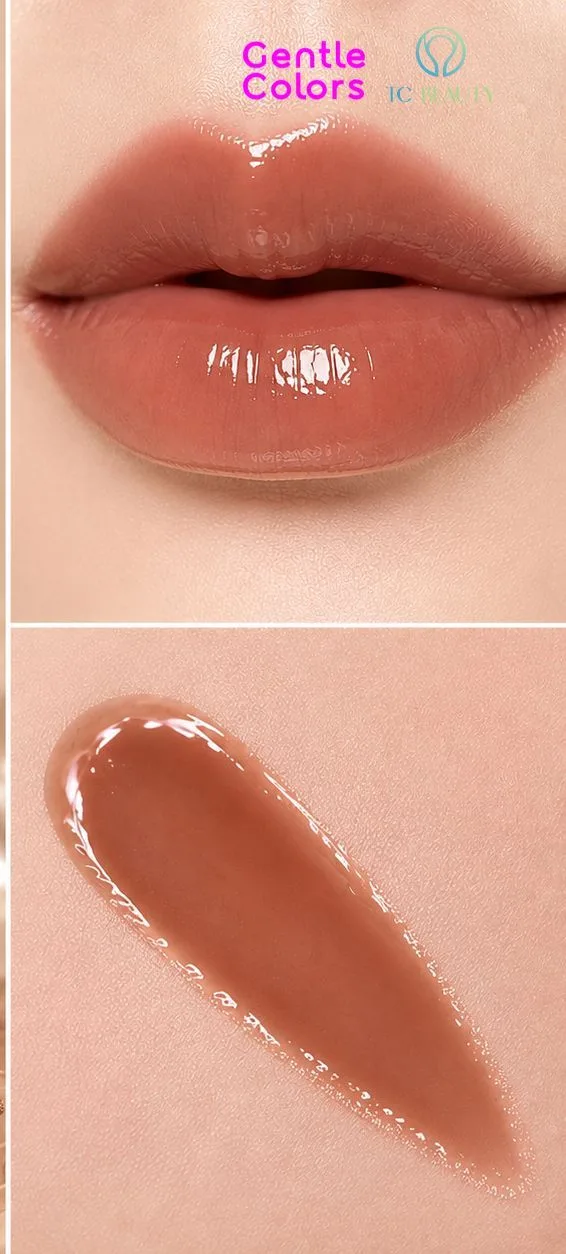 Gentle Colors OOH Oil mini màu 04 Billion Brown: vệt son và màu trên môi
